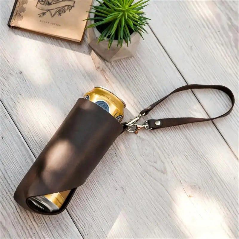 NEW PU Leather Beer Bottle Waist Portable Beer Belt Bag Handy Wine Bottles Beverage Can Holder Outdoor Drink Can Holder Oasis Select