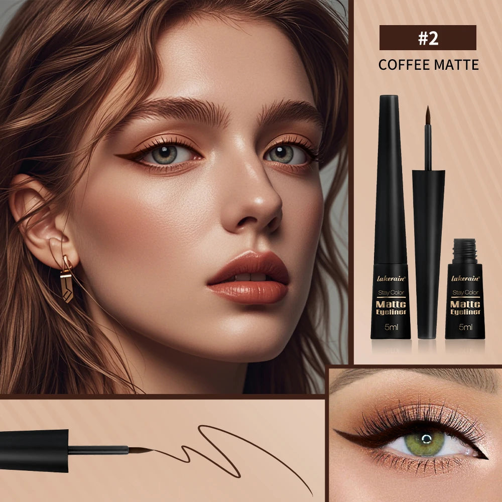 3Colors Matte Waterproof Liquid Eyeliner Pencil Sweatproof Quick Dry Easy To Wear High Pigment Brown Liquid Eyeliner Eye Makeup Oasis Select