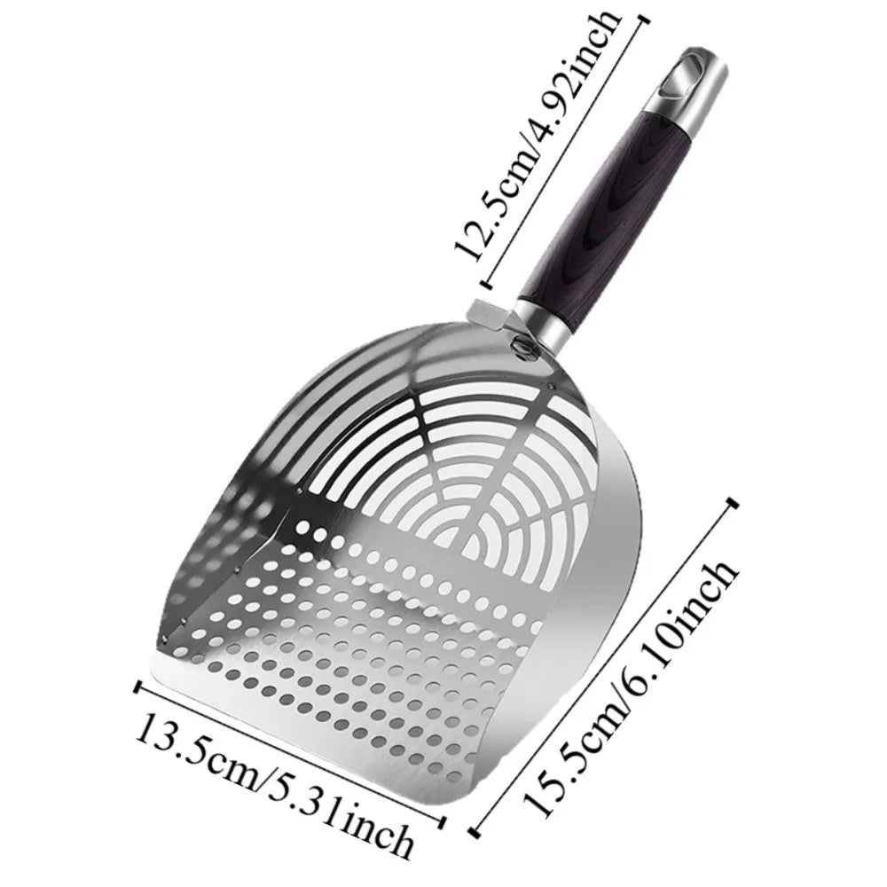 Stainless Steel Cat Litter Scoop – Long Handle Deep Sifter