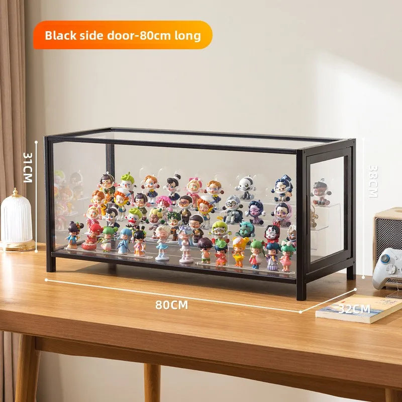 Figure Cabinet Wine Cabinet Toy Storage Rack Display Cabinet Household Sub-dustproof Transparent Cabinet Lego Display Cabinet Oasis Select Black layer 80