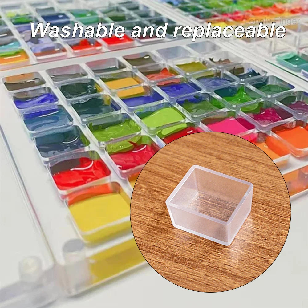 25/50Pcs Transparent Plastic Empty Watercolor Half Pans – 2ML Capacity, Refillable Paint Pans for DIY Solid Watercolors Gouache Oasis Select