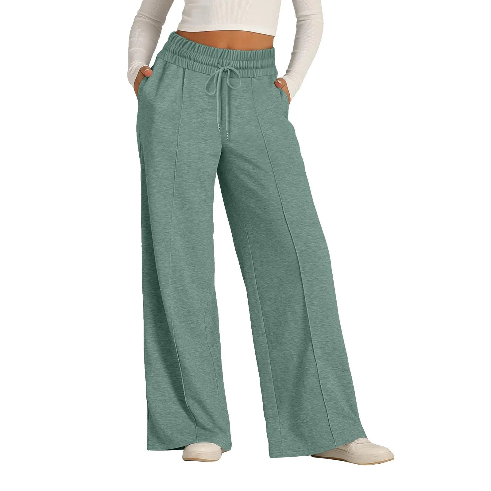 Women's Fleece Lined Wide Leg Sweatpants – High Waist Joggers Wide Leg Sweatpants Oasis Select Mint Green L