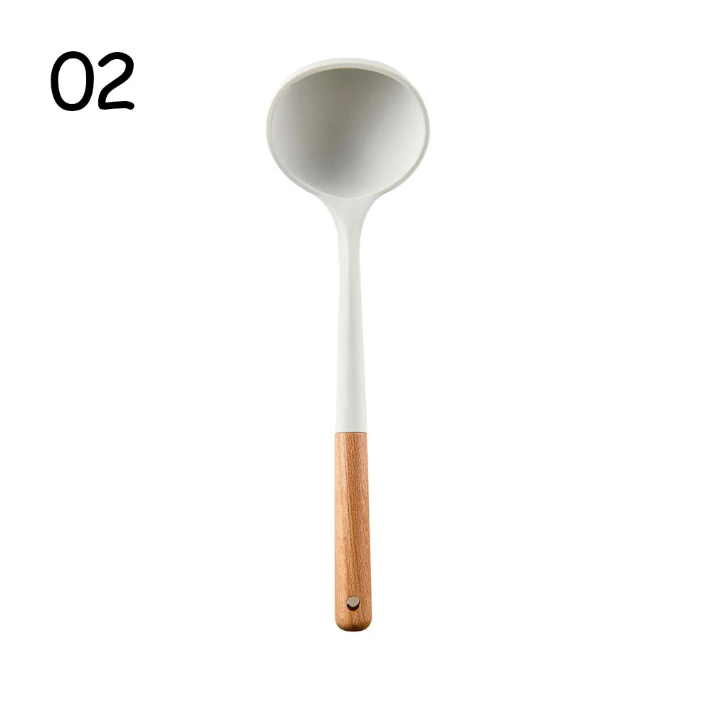 Silicone Kitchenware Non-stick Cooking Utensils Set Cookware Spatula Egg Beaters Shovel Stainless Steel Handle Kitchen Tool Set Oasis Select 02