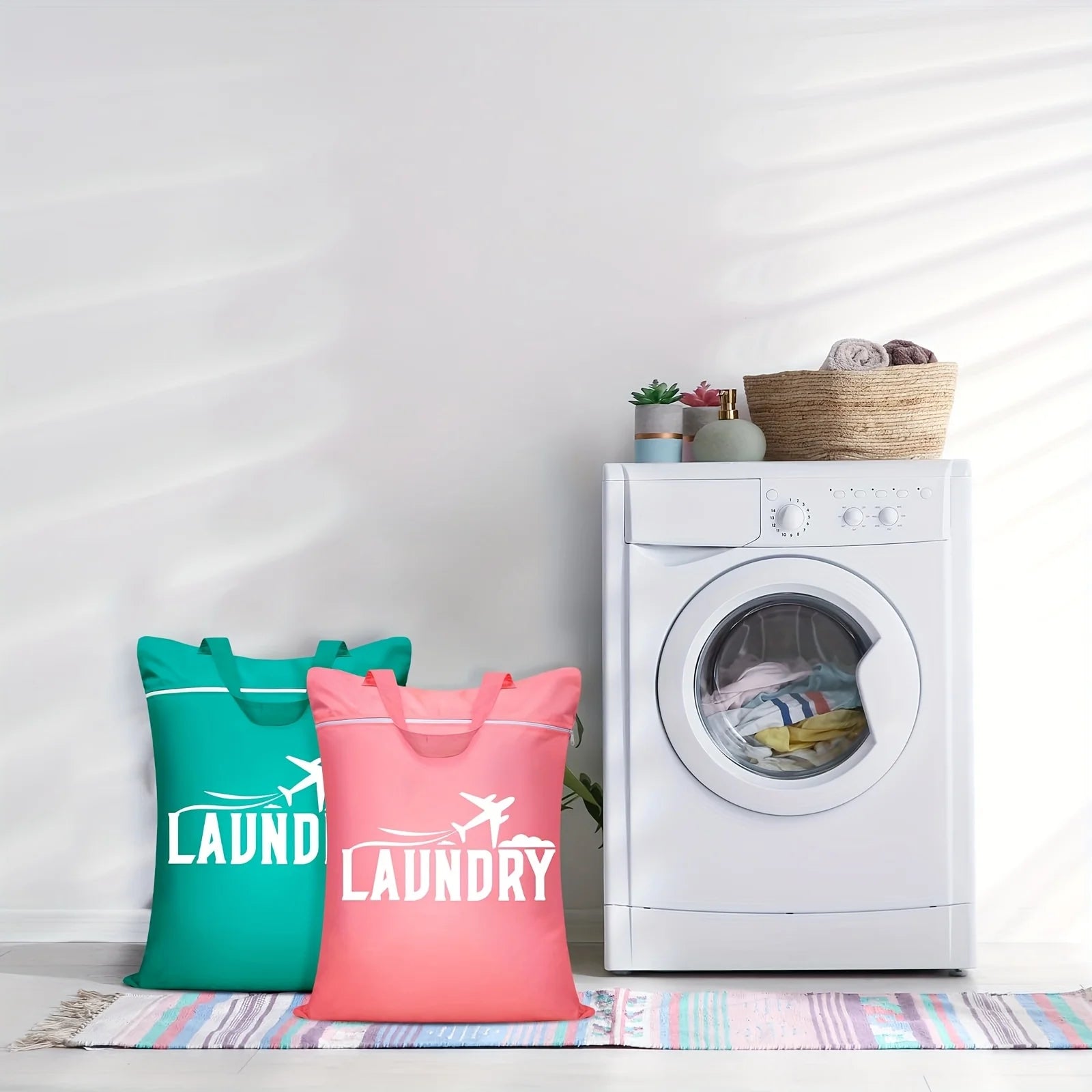 2pcs Large Washable Travel Laundry Bags, Suitable for Diapers, Dirty Clothes, Swimwear, Gym, College Dorm Dry and Wet Bags Oasis Select