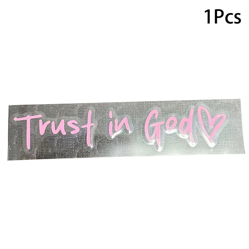 1Pcs Trust In God Heart Car Rear View Mirror Stickers Letter Stickers Waterproof Believe In God Sticker DIY Funny Decals MotorV Oasis Select M 2 Pink
