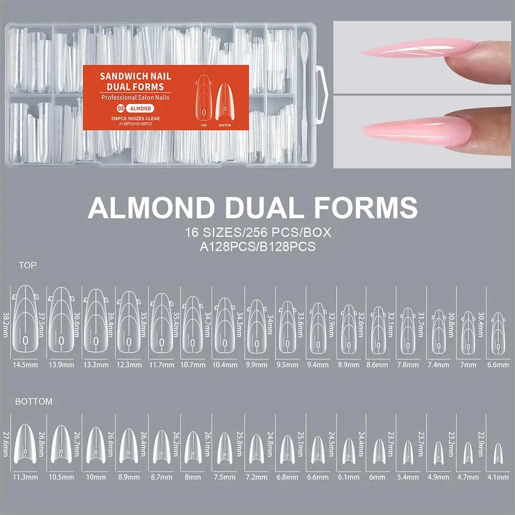 256-Pc Sandwich Dual Form Nail Tips – Full Cover Gel Extension Kit Nail Extension Kit Oasis Select 256pcs-03