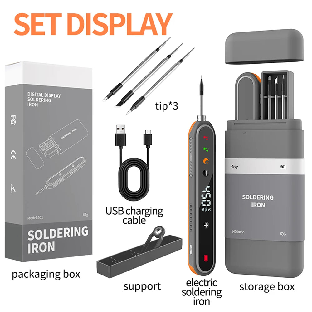 8-15W Type-C Digital Electric Soldering Iron Kit Intelligent Adjustable Temperature Fast Heating Mini Solder Irons Repair Tool Oasis Select
