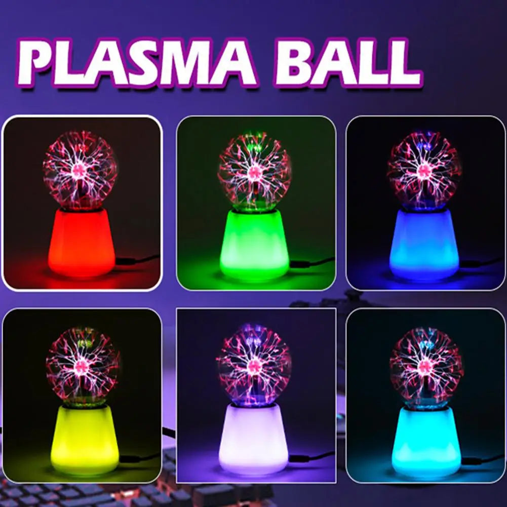 Plasma Ball Lamp Interactive Touch Lightning Globe Fun Lamp USB Powered 7 Color Changing Lights Mood Lighting Party Prop Oasis Select 1pcs