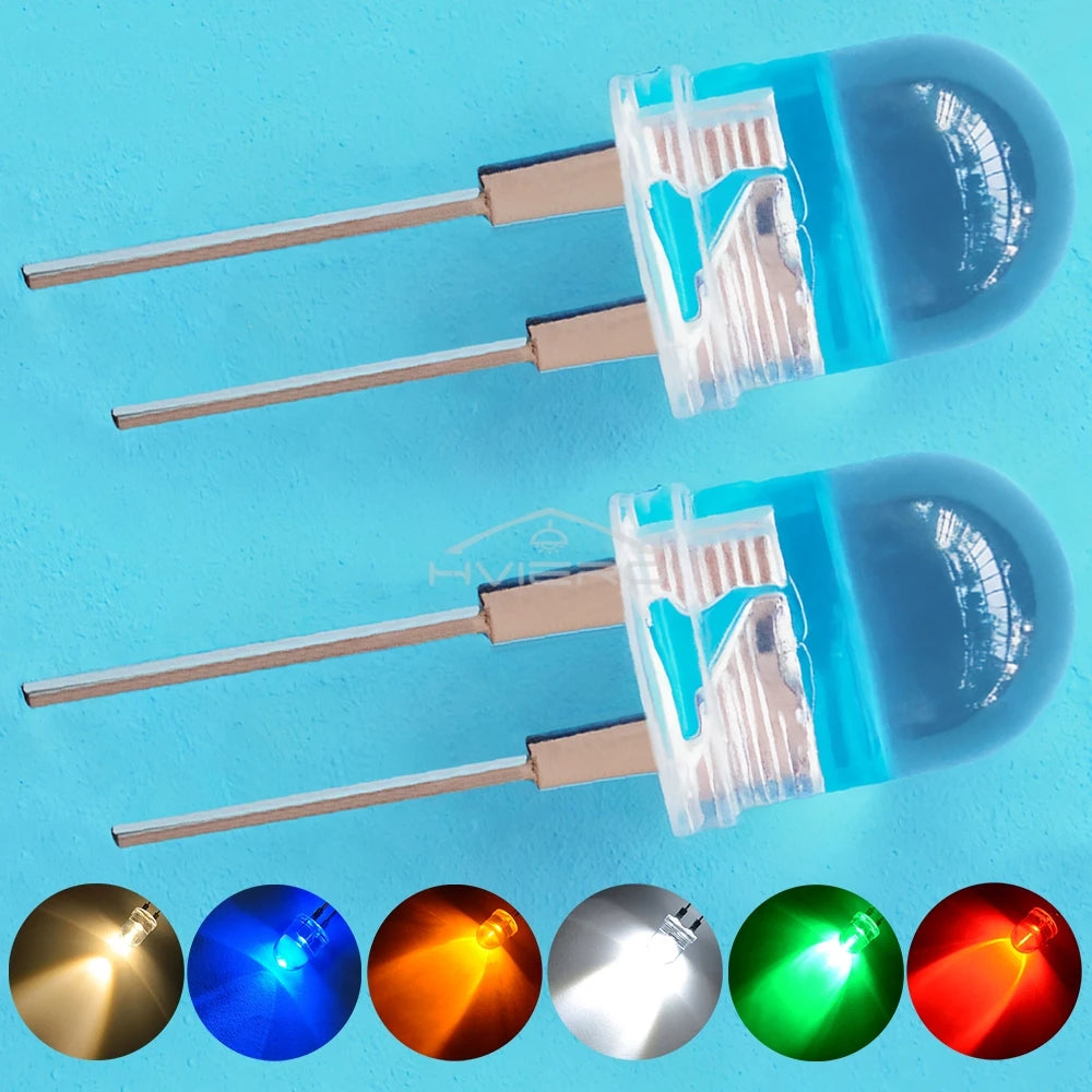 50PCS 10mm Round LED Diodes – High Brightness Multi-Color