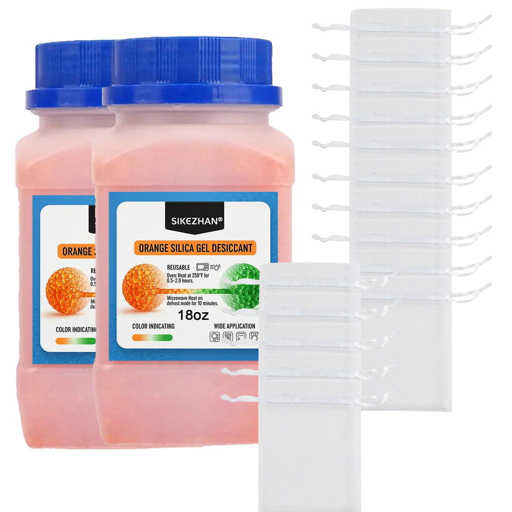 Orange Silica Gel Beads 3-5mm Indicating Reusable Desiccant Rechargeable Moisture Absorber For 3D Printers Cameras & Electronics Oasis Select 36Oz-bag 15pcs