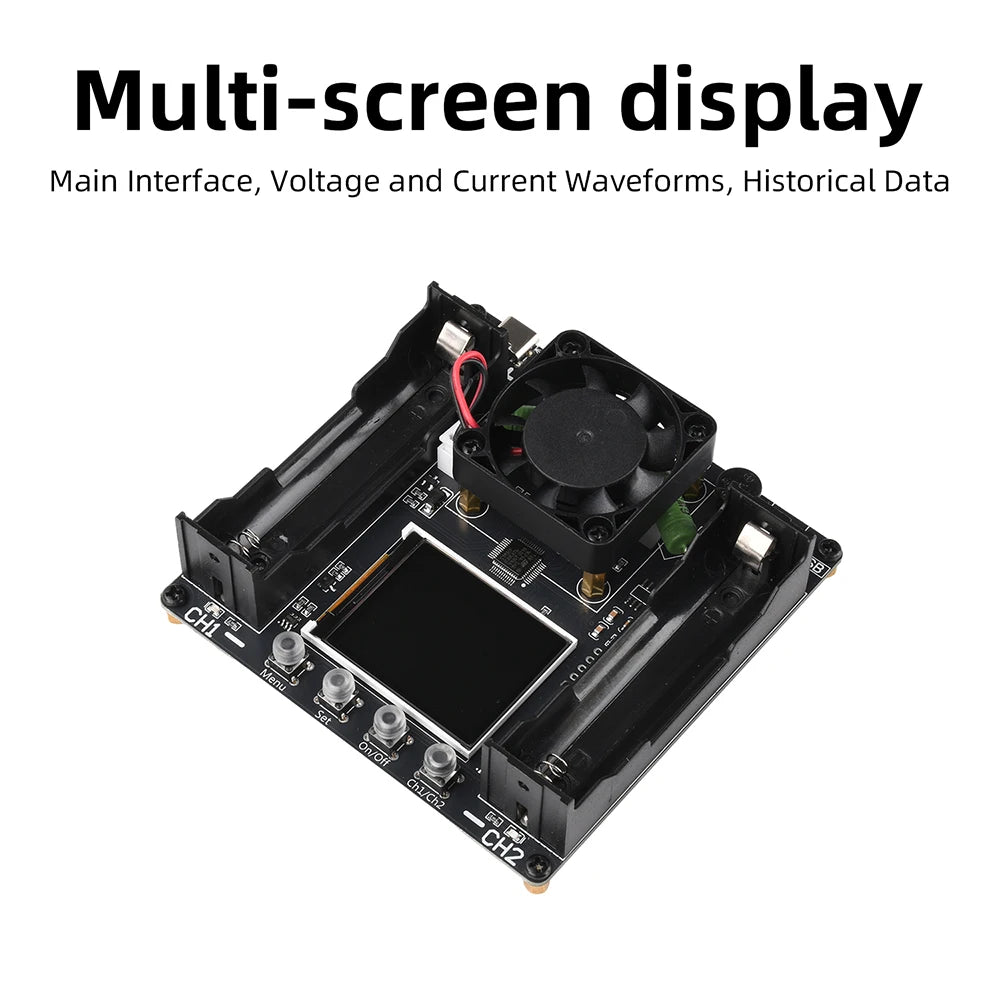 DC 5V Dual Channel 18650 Lithium Battery Capacity Tester Electronic Load Tester Automatic Charging and Discharging Module Type C Oasis Select