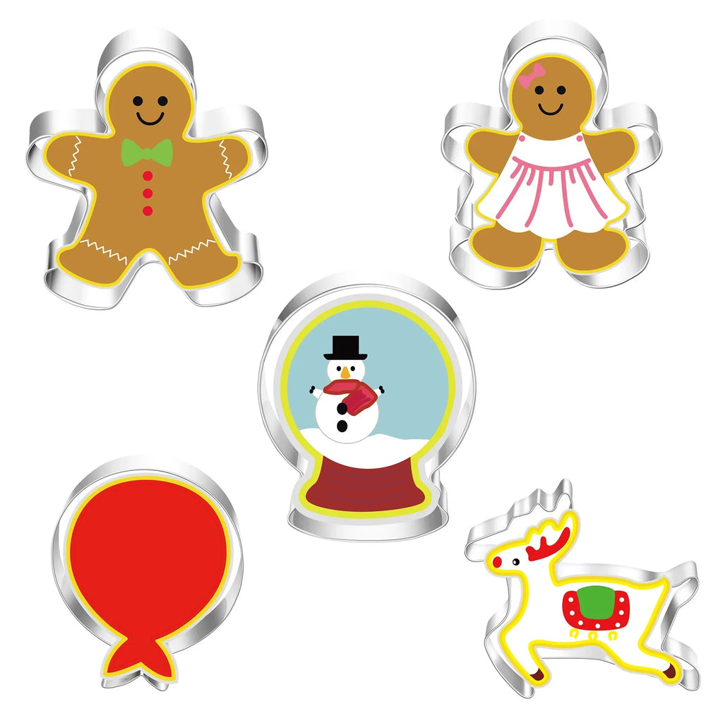 5Pcs Christmas Cookie Cutter Set Gingerbread Man Xmas Tree Biscuit Mold Stamp Christmas Party New Year Baking Accessories Oasis Select G