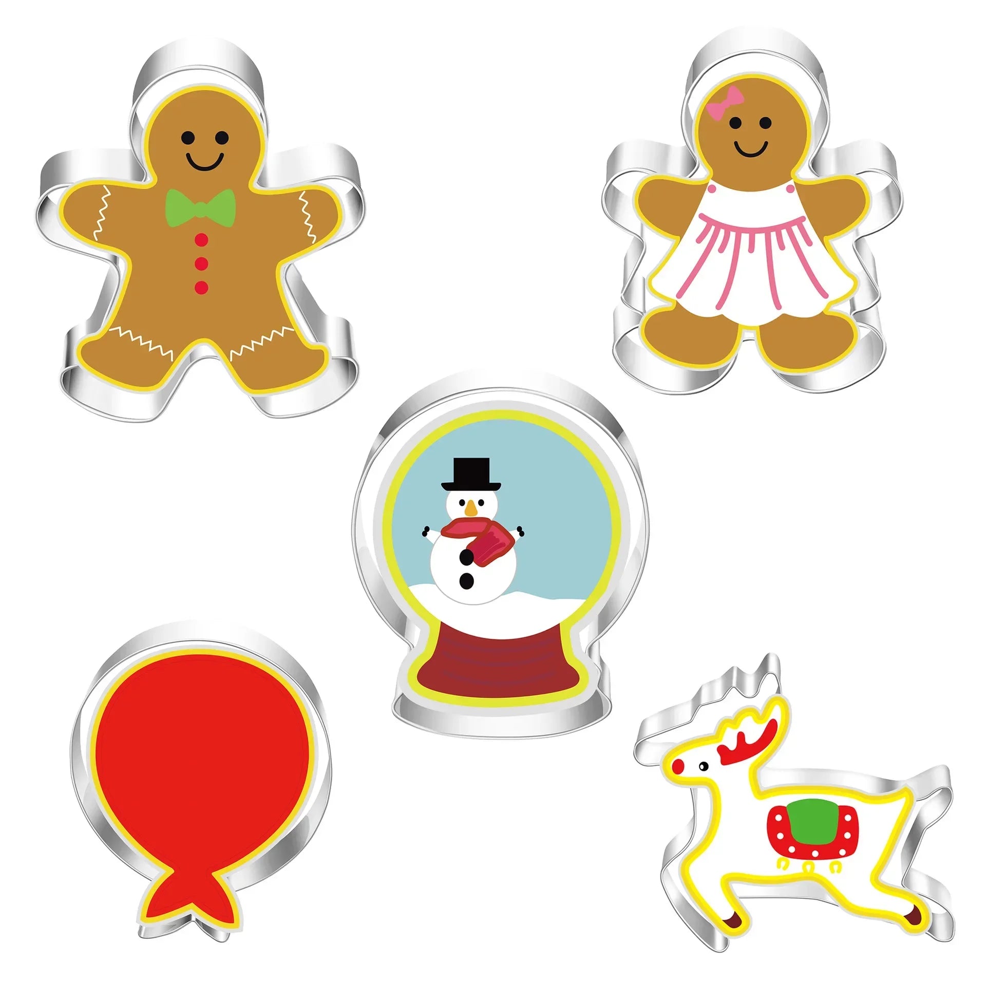 5Pcs Christmas Cookie Cutter Set Gingerbread Man Xmas Tree Biscuit Mold Stamp Christmas Party New Year Baking Accessories Oasis Select G