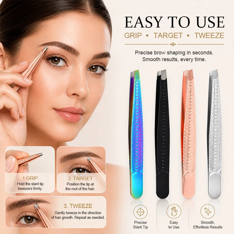 Stainless Steel Eyebrow Tweezers – Precision Hair Removal Tool
