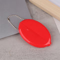 Small Oval Coin Purse Mini Earrings Rings Storage Box With Chain Solid Color PVC Fashion Portable Bag Pendant Oasis Select Red
