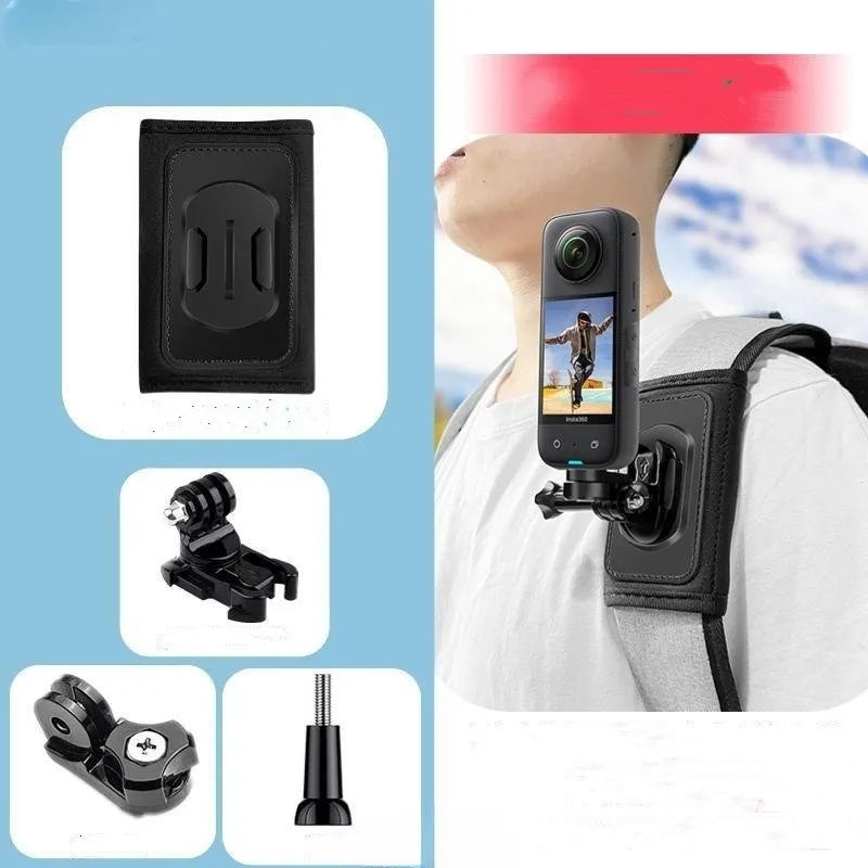 360° Rotating Backpack Strap Mount for GoPro, DJI & Insta360