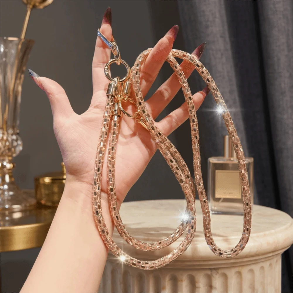 Square Crystal Mobile Phone Lanyard Bright Rhinestone Detachable Design Rhinestone Phone Lanyard Cross Rope Bling Design Oasis Select