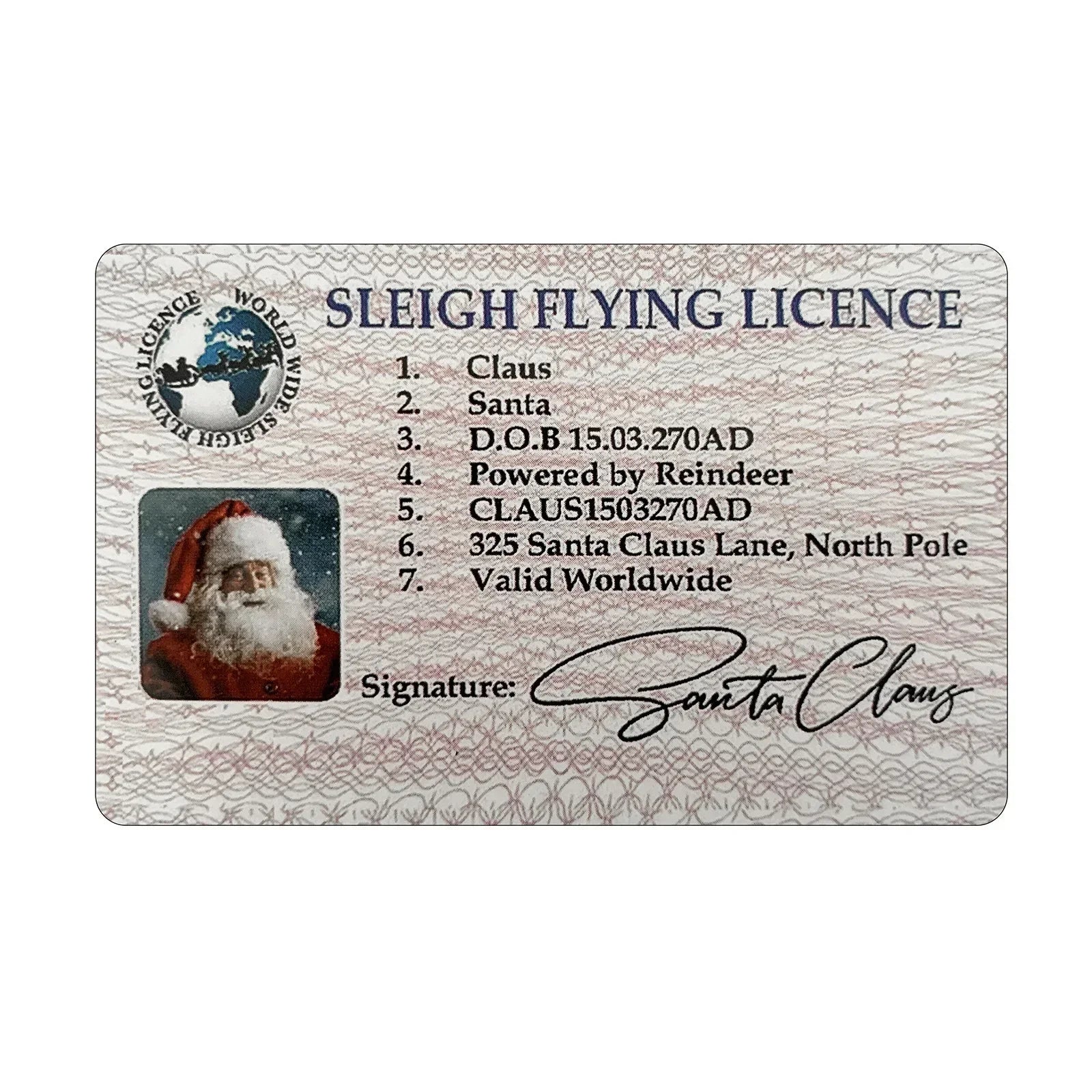 Card Santa Claus Flying Licence Christmas Eve Driving Licence Christmas Gift For Children Kids Chris Lost ID Card Santa License Oasis Select H
