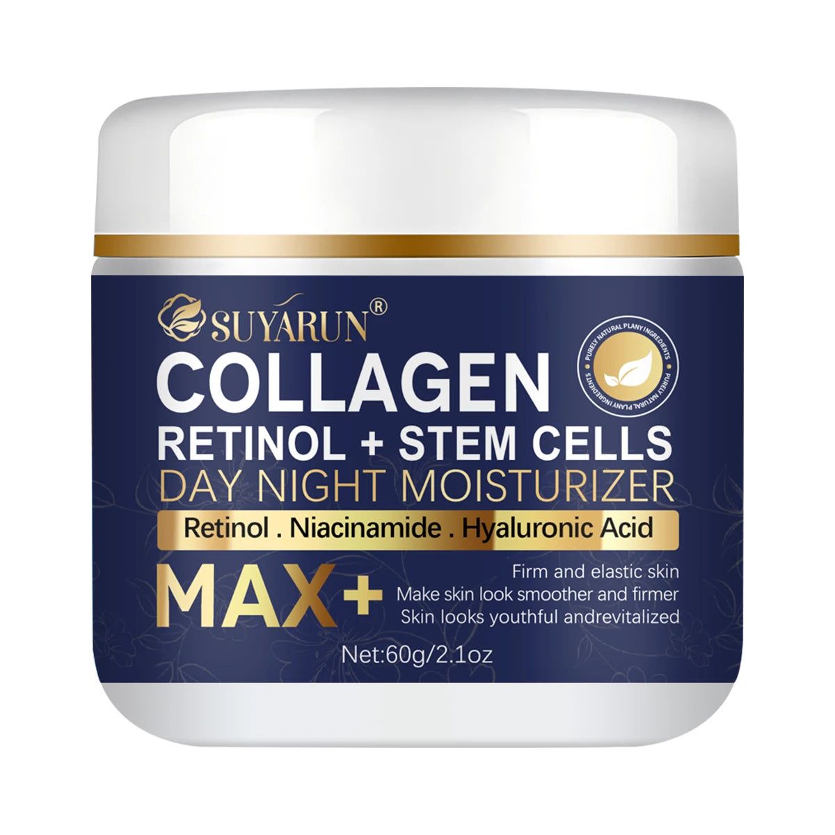 SUYARUN Anti-Aging Retinol Collagen Stem Cell Face Cream - Firming Hydrating Moisturizer Reduces Wrinkles & Fine Lines, All Skin Oasis Select 60g