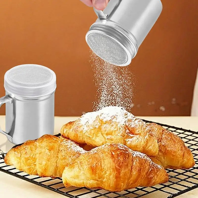 Powder Shaker Sugar Shaker Duster Stainless Steel Fine Mesh Shakers Stainless Steel Salt and Pepper Shaker for Cooking Kitchen Oasis Select