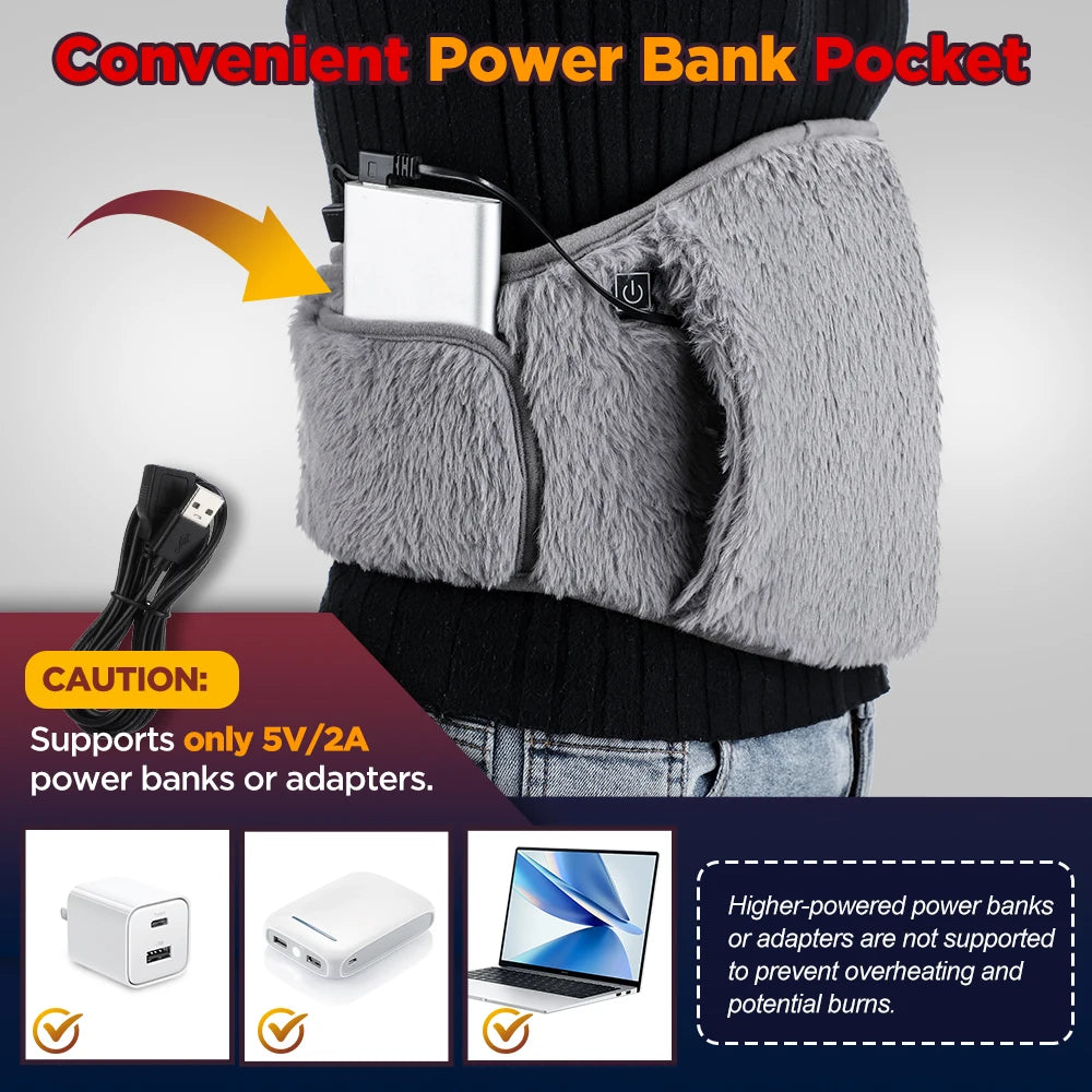 2-in-1 Electric Heated Waist Belt & Hand Warmer | 3 Heat Levels