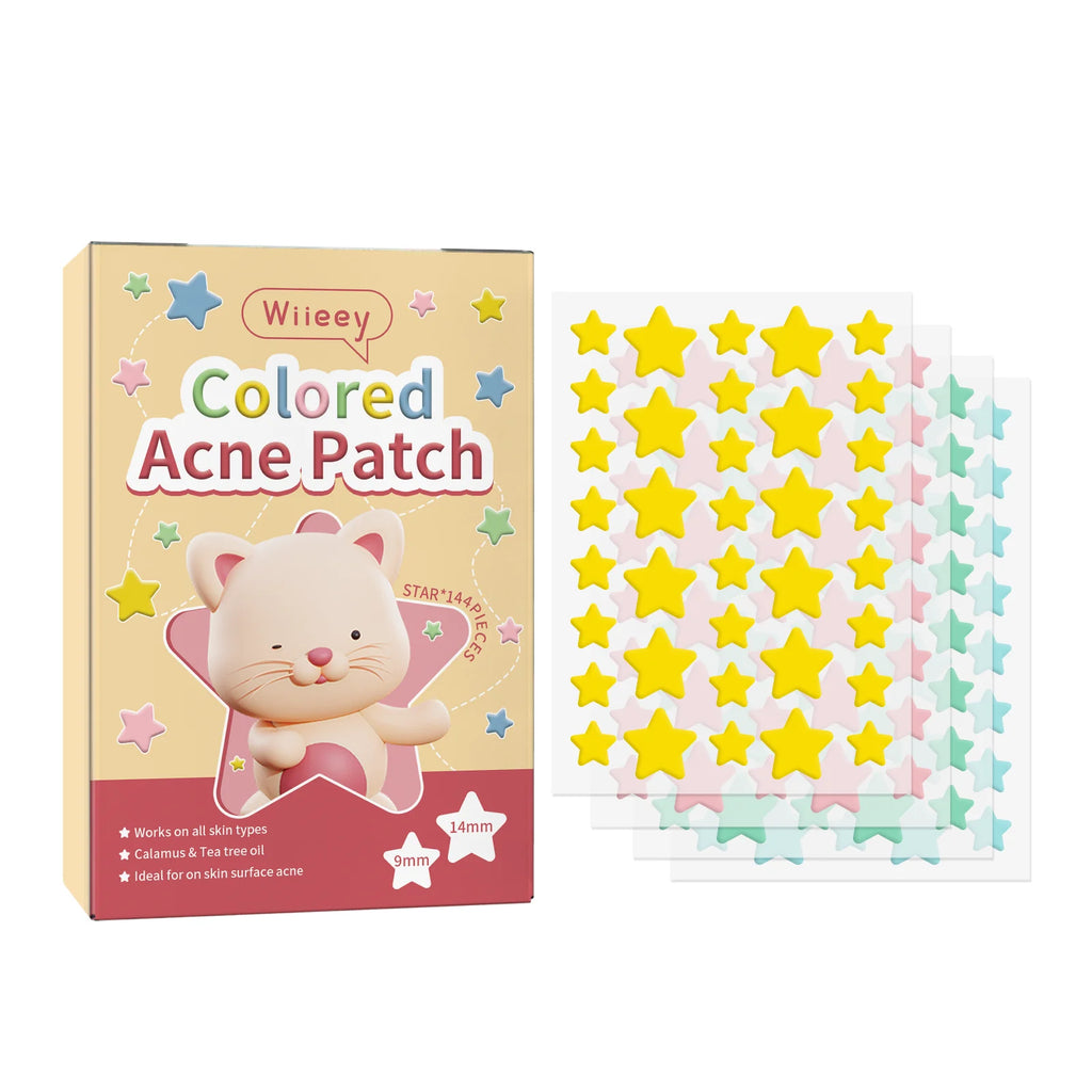 Wiieey Star Acne Patches – Colorful Pimple Stickers 144–288pc Acne Pimple Patch Oasis Select Star 144pcs