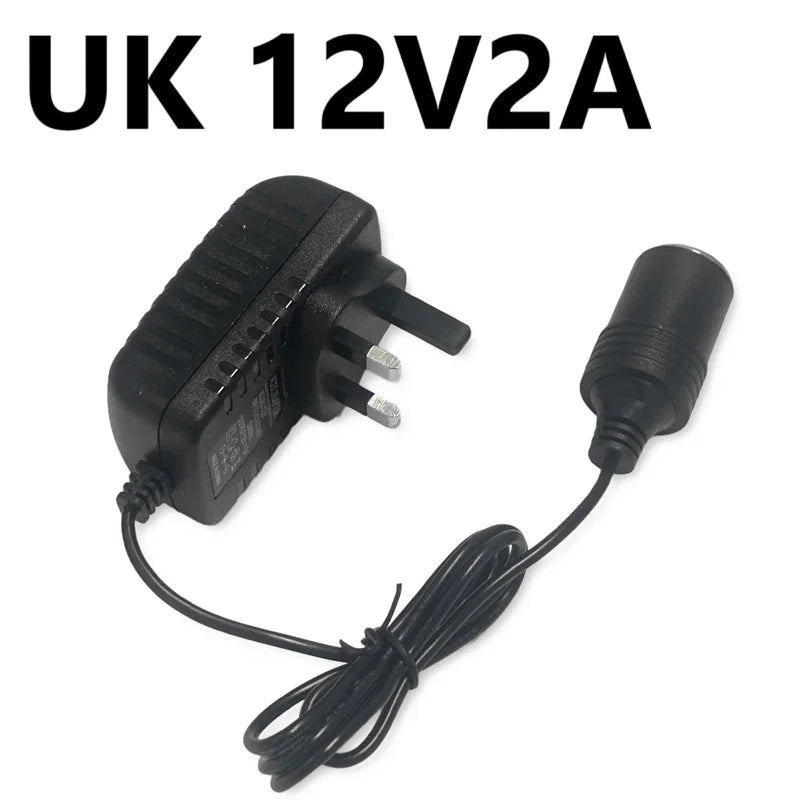  220V AC to 12V DC Car Charger Transformer EU US AU UK Plug Portable Car Cigarette Lighter Socket Adapter Converter Parts Oasis Select UK Plug 12V2A