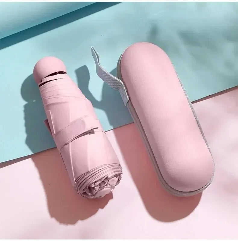 Capsule Mini Foldable Umbrella – Sun & Rain Dual-Use Portable Foldable Mini Umbrella Oasis Select Pink