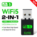 600Mbps USB WiFi Bluetooth Adapter 2 IN 1 Dual Band 2.4G/5GHz Wi-Fi Dongle High-Speed Wireless Network Card Receiver PC Laptop Oasis Select AC600 WIFI BT