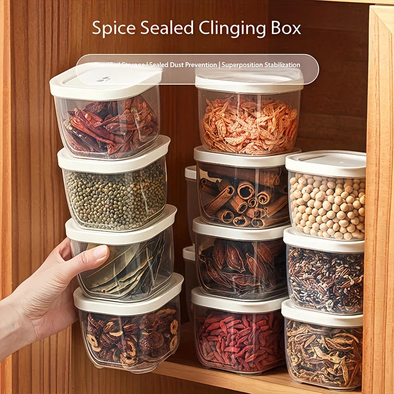 Reusable Small Freezer Storage Containers Stackable Airtight Spice Jars Food Sealing Boxes Kitchen Fridge Organizer and Pantry Oasis Select