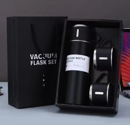 304 Stainless Steel Thermos Gift Set | 3 Lids, Hot & Cold