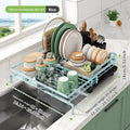 Kitchen Drain Dish Rack Countertop Tableware Cup Storage Rack Multifunctional Retractable Tableware Storage Rack Oasis Select blue