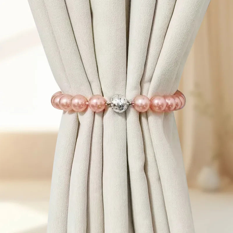 Pearl Magnetic Curtain Tie Backs Curtain Buckle Curtain Rope Holder Hook Curtain Binding Strap Kids Room Decoration Accessories Oasis Select Pink-40cm