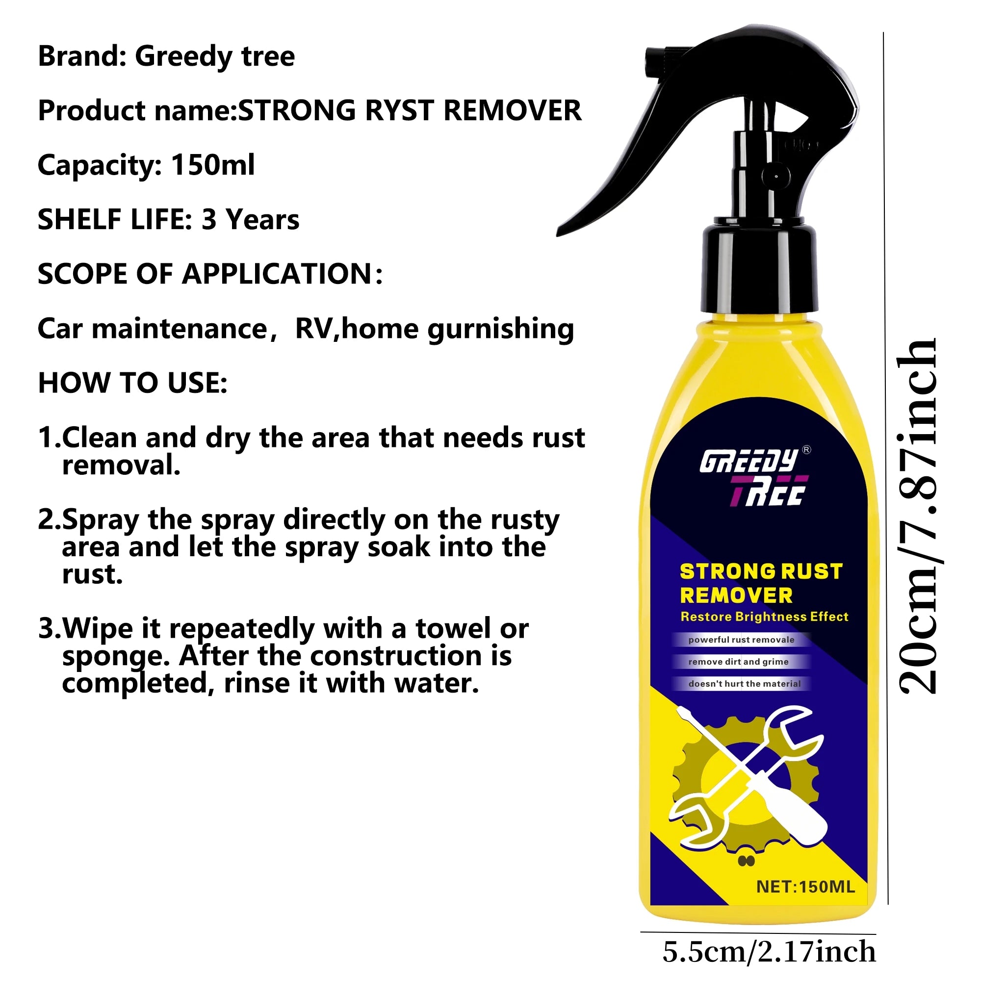 Rust Remover Spray – Chrome, Paint & Automotive Rust Converter