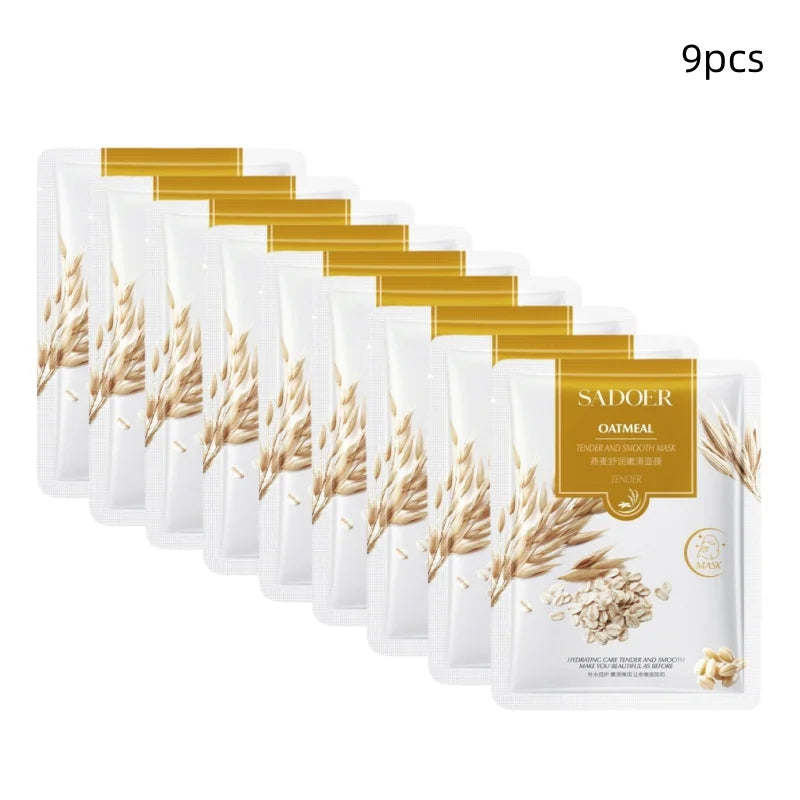 Oatmeal Face Mask – Glycerin & Hyaluronate Deep Hydration Hydrating Face Mask Oasis Select 9Pcs