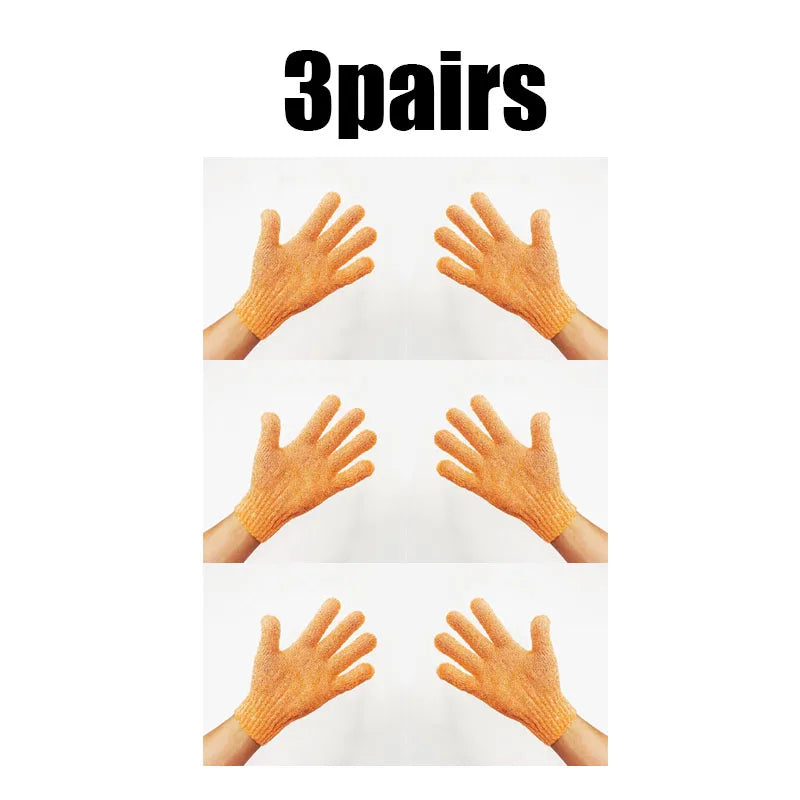 1/2/3pairs Body Cleaning Gloves Washcloth Soft Brush Home Hotel Bathroom Shower Ball Back Scrubber Exfoliating Skin Bath Gloves Oasis Select 3pairs orange