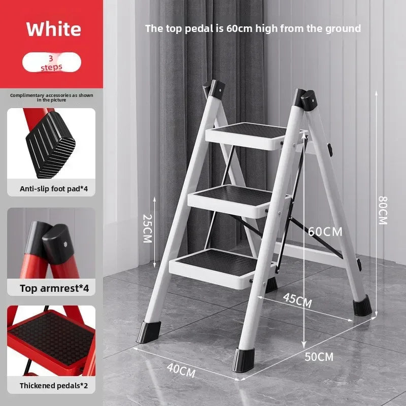 Herringbone Ladder Household Ladder Folding Telescopic Multifunctional Indoor Stairs Thickened Climbing Ladder Escalator Oasis Select A-White-3