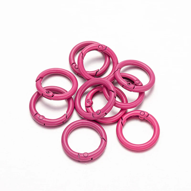 5pcs 20/25/28/33mm Metal O Ring Spring Clasps Round Carabiner Keychain Bag Clips Hook Buckles Connector For DIY Jewelry Making Oasis Select Rose Red Outer Size 25mm