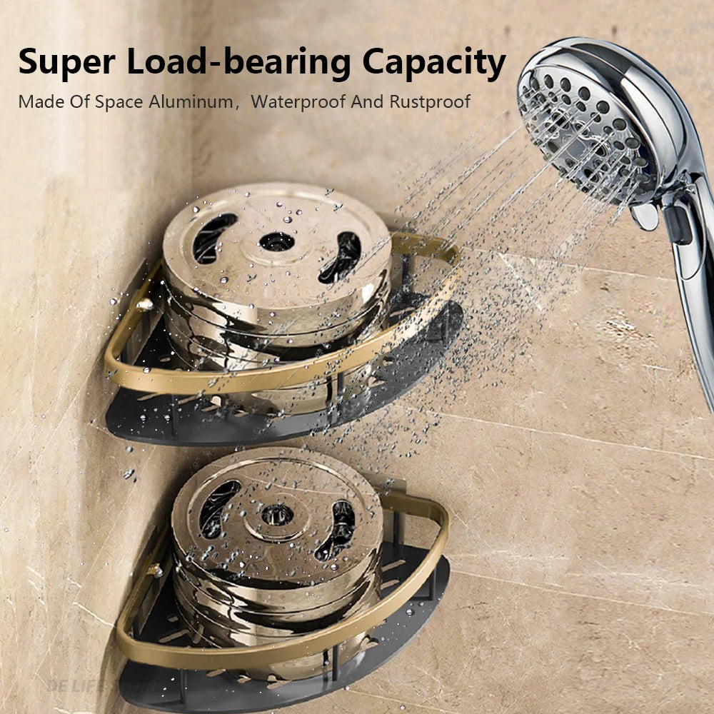 1-3PCS Bathroom Corner Shelf Nail-Free Shower Organizer Wall Mounted Space Aluminum Shelf Bathroom Accessories Oasis Select