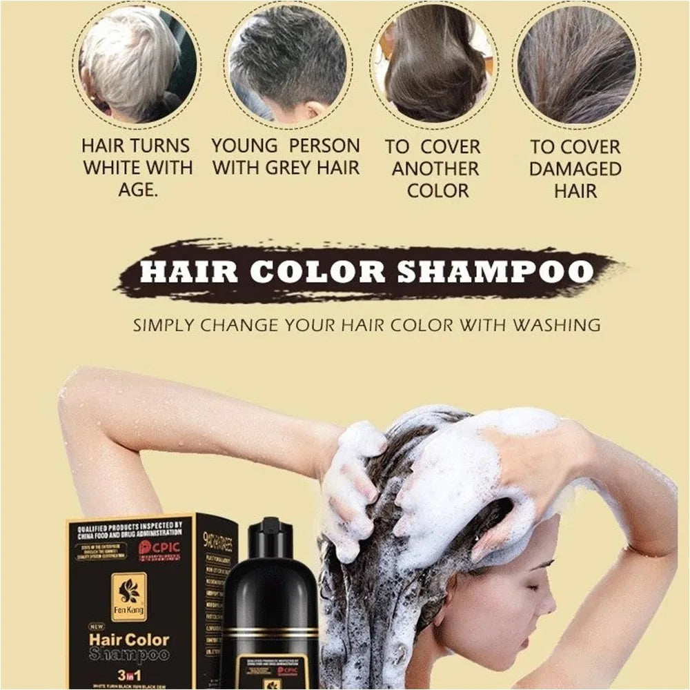 REAROYA Black Hair Dye Shampoo – Natural Plant Formula 500ml Hair Dye Shampoo Oasis Select