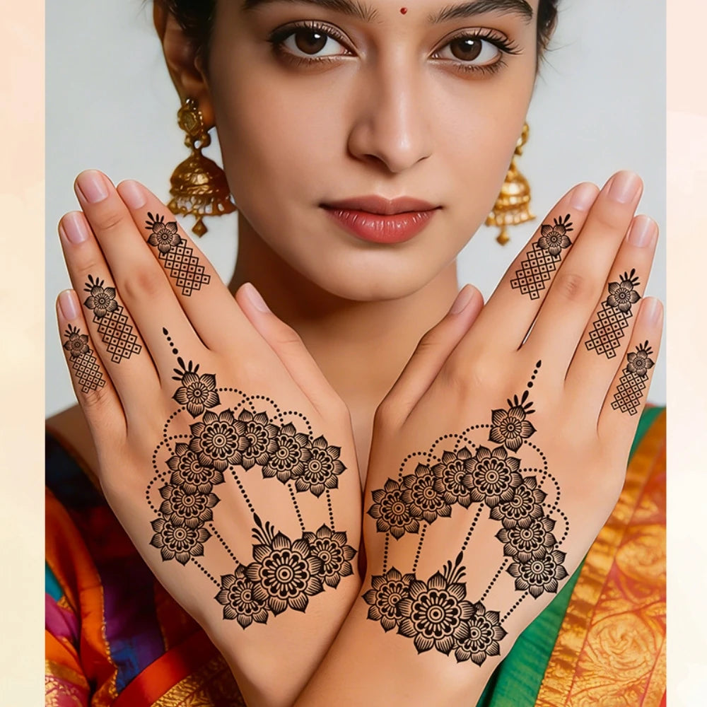 Black Henna Temporary Tattoo – Mandala Mehndi Body Stickers