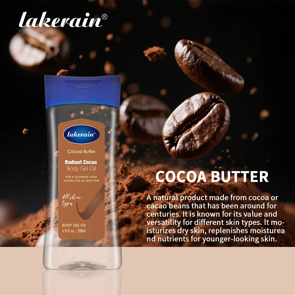 Lakerain Cocoa Body Gel Oil Skin Care Deep Hydrating 200ml Body Oil Cocoa Butter Moisturizing Radian For All Skin Types Oasis Select