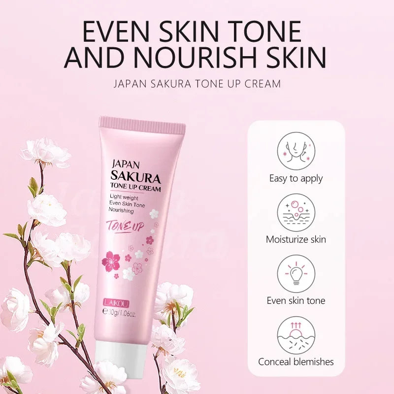 LAIKOU Sakura Tone Up Cream Hydrating Moisturizing Essence Cream Nourishing Skin Care for All Skin Types 30g Oasis Select