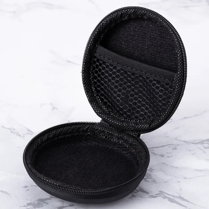 2pcs Earphone Storage Case PU Mini Carrying Hard Bag Box Case for Earphone Headphone Accessories Earbuds Memory Card USB Cable Oasis Select