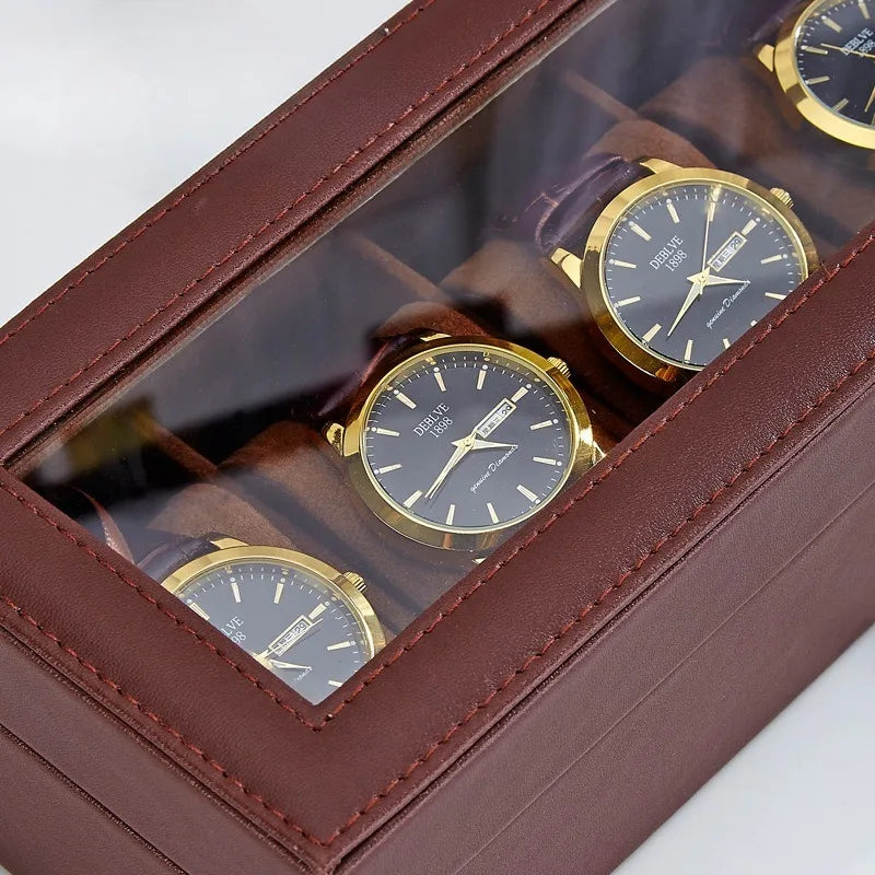 6-Slot PU Leather Watch Box - Luxury Storage & Display Case for Wristwatch Mechanical Watch, Watch Organizer for Men Women Oasis Select