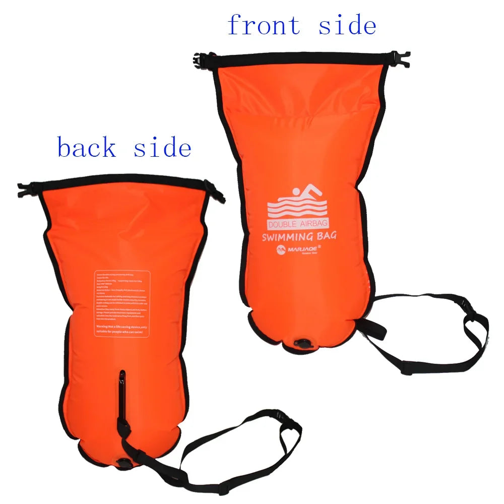 20L Inflatable Open Swimming Buoy Tow Float Dry Bag Double Air Bag with Waist Belt for Swimming Water Sport Storage Safety bag Oasis Select