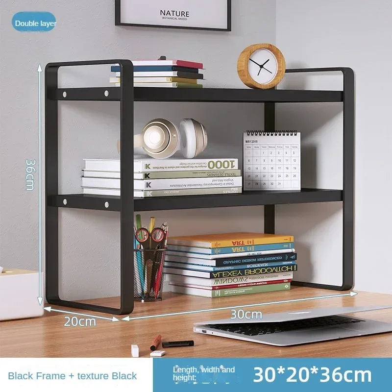 Desktop Wood & Iron Storage Shelf Desk Organizer Rack