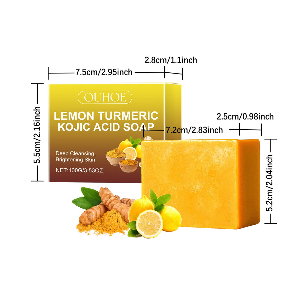 100G Turmeric Lemon Body Soap Deep Cleaning Pore Remove Dead Skin Enhance Smoothness Lasting Fragrance Refreshing Body Bath Soap Oasis Select