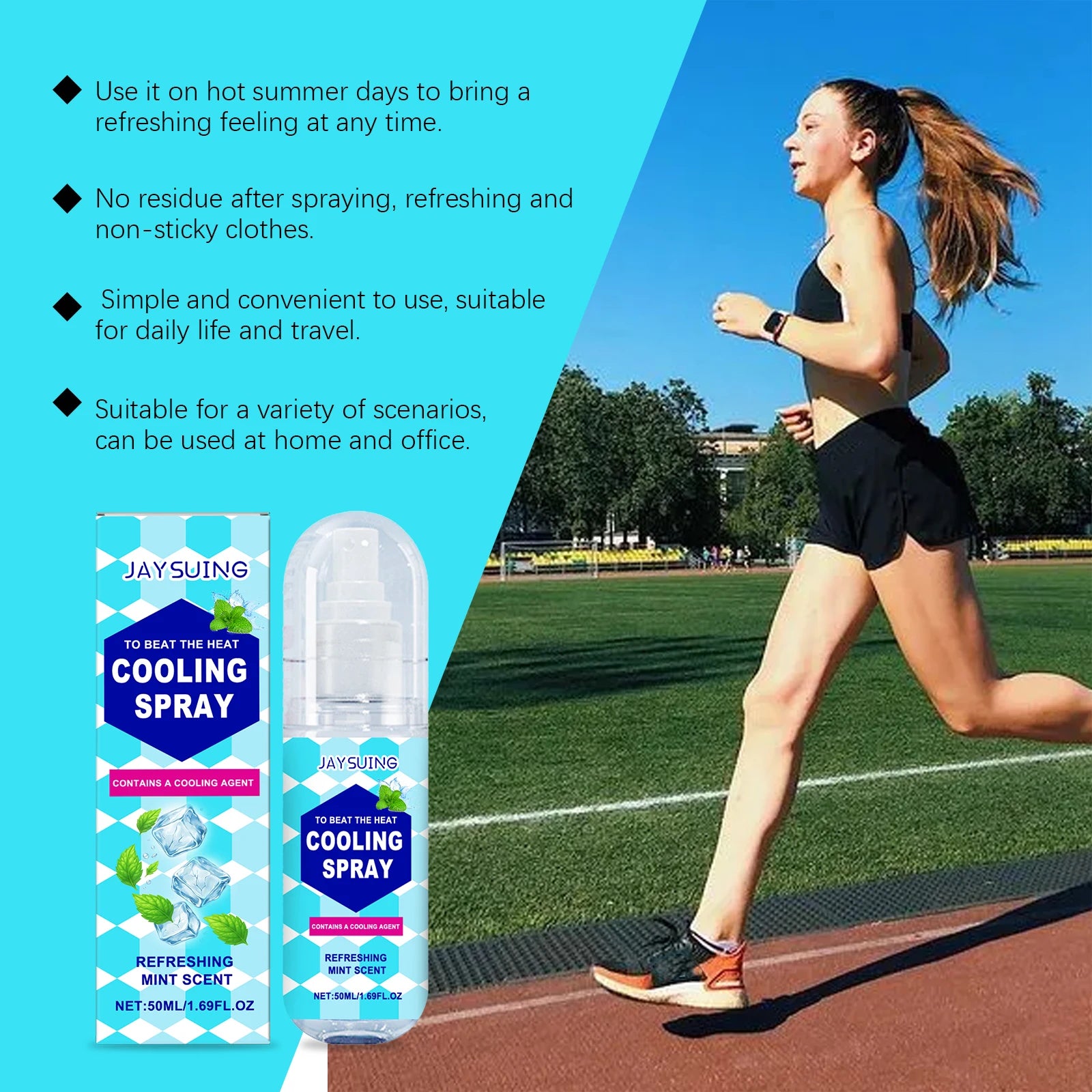 Jaysuing Portable Cooling Spray – Instant Summer Cooling Relief Body Cooling Spray Oasis Select
