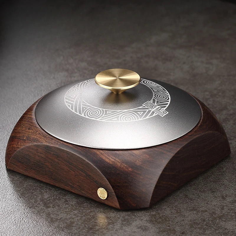 Ashtray Creative Personality Living Room Household Ebony Solid Wood with Cover Fly Ash Chinese Copper Ashtray Ashtrays Oasis Select